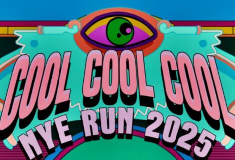 Pink and green graphic saying Cool Cool Cool NYE Run 2025