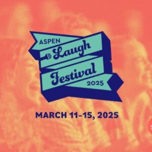 Blue and orange logo for Aspen Laugh Festival