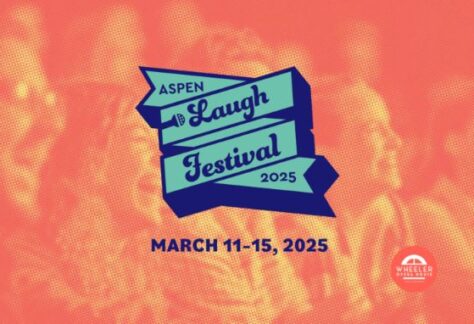 Blue and orange logo for Aspen Laugh Festival