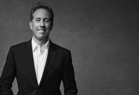 Black and white photo of Jerry Seinfeld