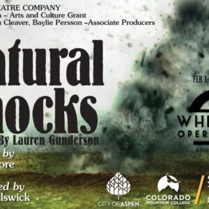 Poster with tornado for Natural Shocks at Wheeler Opera House