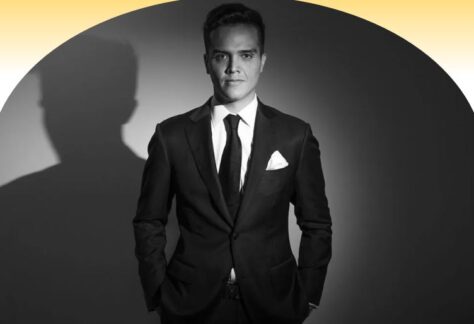 Black and white photo of Santiago Michel