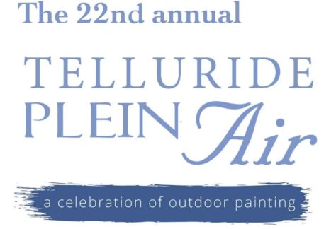 Light blue logo saying 22nd annual Telluride Plein Air
